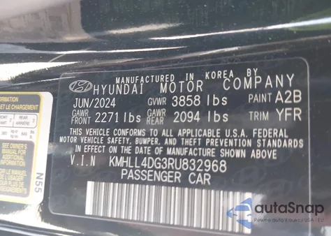 2024 Hyundai Elantra Se z USA, uszkodzony, nr VIN KMHLL4DG3RU832968